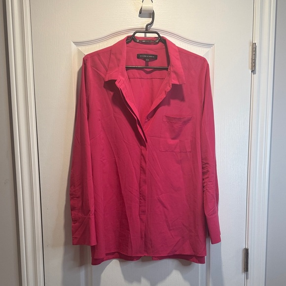 461 Willow and thread bright pink hidden button, button up blouse - Picture 2 of 8
